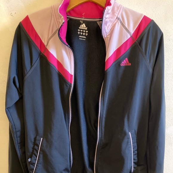 adidas Jackets & Blazers - Adidas Track Jacket Pink Striped Neckline